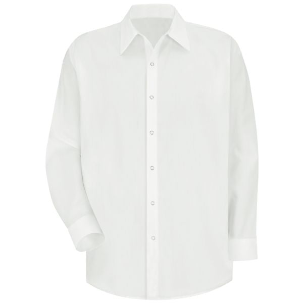 Red Kap Men's Long Sleeve Specialized Pocketless Polyester Work Shirt - White