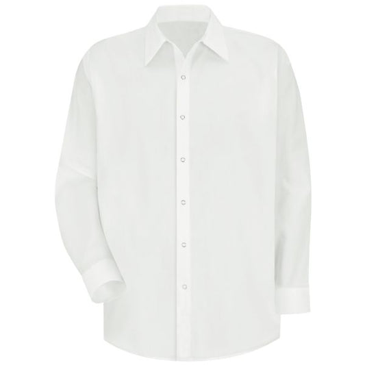 Red Kap Men's Long Sleeve Specialized Pocketless Polyester Work Shirt - White