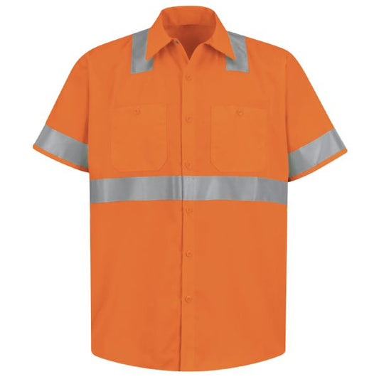 Red Kap Men's Hi-Visibility Orange Short Sleeve Work Shirt - Type R, Class 2 - Fluorescent Orange