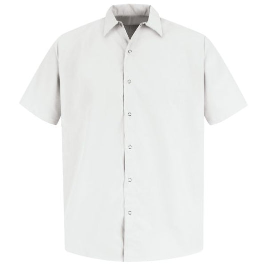 Red Kap Men's Short Sleeve Specialized Pocketless Polyester Work Shirt - White