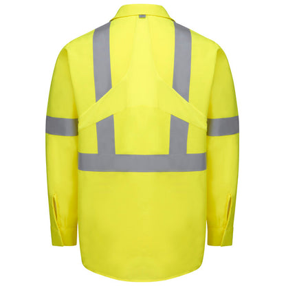 Red Kap Long Sleeve Hi-Visibility Ripstop Work Shirt with MIMIX® + OilBlok, Type R Class 2 - Fluorscent Yellow Green