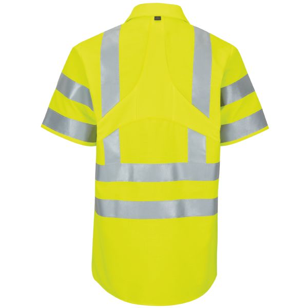 Red Kap Short Sleeve Hi-Visibility Ripstop Work Shirt with MIMIX® + OilBlok, Type R Class 3 - Flouresent Yellow Green