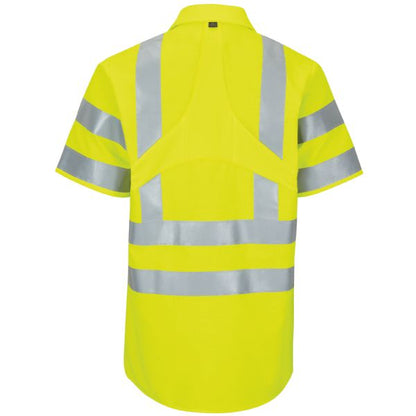 Red Kap Short Sleeve Hi-Visibility Ripstop Work Shirt with MIMIX® + OilBlok, Type R Class 3 - Flouresent Yellow Green