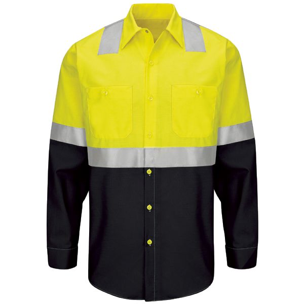 Red Kap Men's Hi-Visibility Long Sleeve Ripstop Work Shirt - Type R, Class 2