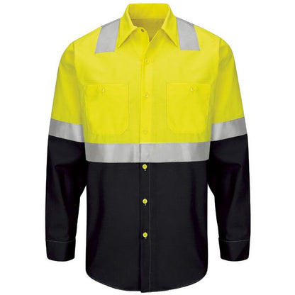 Red Kap Men's Hi-Visibility Long Sleeve Ripstop Work Shirt - Type R, Class 2
