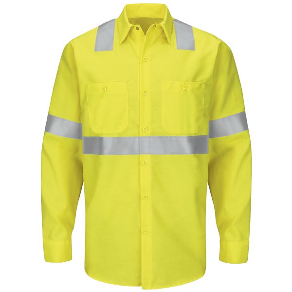 Red Kap Men's Hi-Visibility Long Sleeve Ripstop Work Shirt - Type R, Class 2