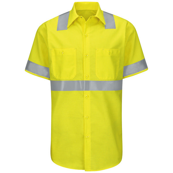 Red Kap Men's Hi-Visibility Long Sleeve Ripstop Work Shirt - Type R, Class 2