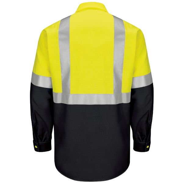 Red Kap Men's Hi-Visibility Long Sleeve Ripstop Work Shirt - Type R, Class 2