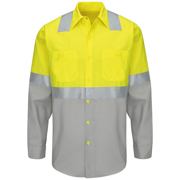 Red Kap Men's Hi-Visibility Long Sleeve Ripstop Work Shirt - Type R, Class 2