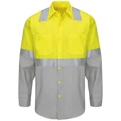 Red Kap Men's Hi-Visibility Long Sleeve Ripstop Work Shirt - Type R, Class 2