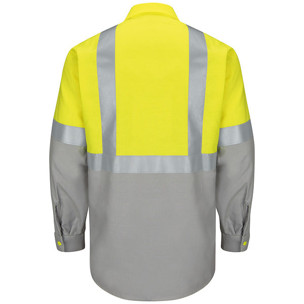 Red Kap Men's Hi-Visibility Long Sleeve Ripstop Work Shirt - Type R, Class 2