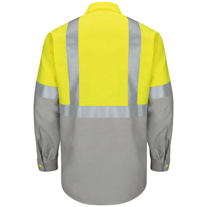 Red Kap Men's Hi-Visibility Long Sleeve Ripstop Work Shirt - Type R, Class 2
