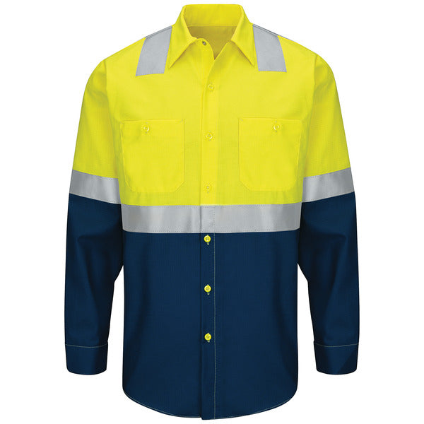 Red Kap Men's Hi-Visibility Long Sleeve Ripstop Work Shirt - Type R, Class 2