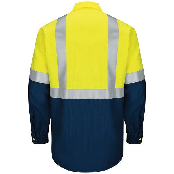 Red Kap Men's Hi-Visibility Long Sleeve Ripstop Work Shirt - Type R, Class 2