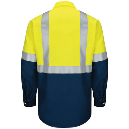 Red Kap Men's Hi-Visibility Long Sleeve Ripstop Work Shirt - Type R, Class 2
