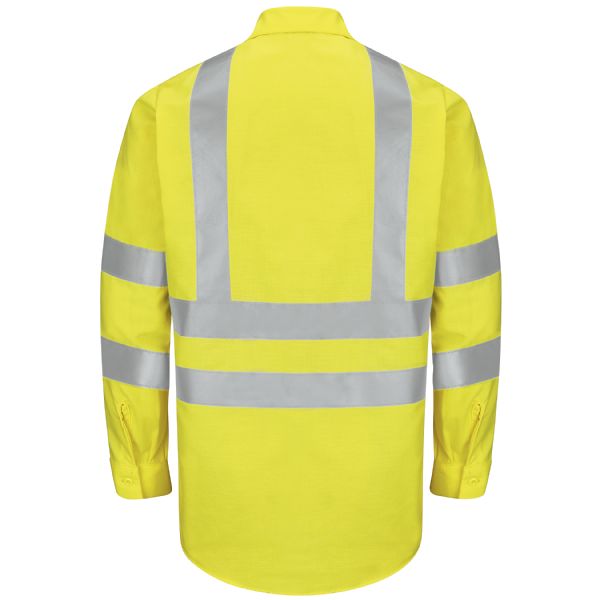 Red Kap Men's Hi-Visibility Long Sleeve Ripstop Work Shirt - Type R, Class 3 - Fluorescent Yellow/Green