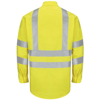 Red Kap Men's Hi-Visibility Long Sleeve Ripstop Work Shirt - Type R, Class 3 - Fluorescent Yellow/Green