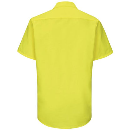 Red Kap Short Sleeve Enhanced Visibility Ripstop Work Shirt - Fluorescent Yellow/Green