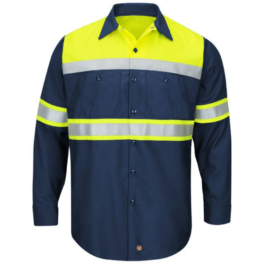 Red Kap Hi-Visibility Long Sleeve Color Block Ripstop Work Shirt - Type O, Class 1