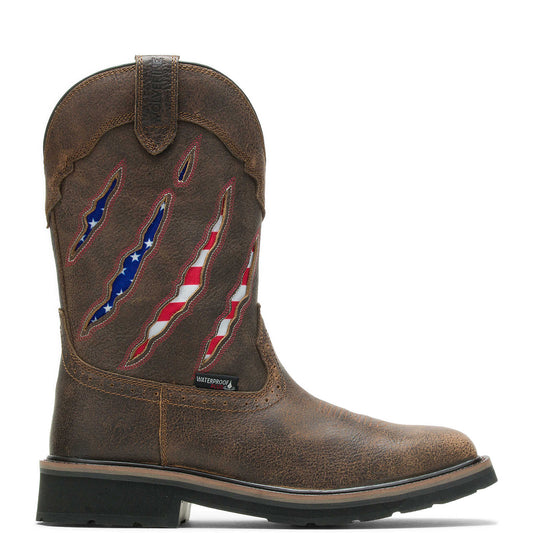 Wolverine Men's Rancher Claw Steel Toe Wellington - Brown/Flag (STEEL TOE)