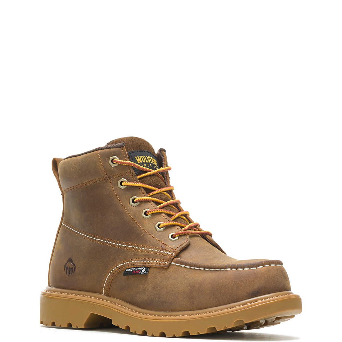 Wolverine Brown and Yellow Moc-Toe Work Boots WOLVERINE I-90 DuraShocks Moc Toe Work Boots W200051 main image 2