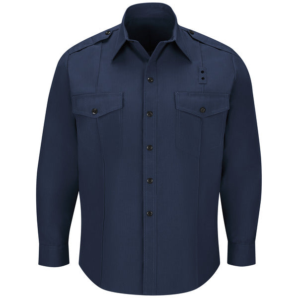 Workrite Men's Non-FR 100% Cotton Classic Long Sleeve Fire Chief Shirt - Navy