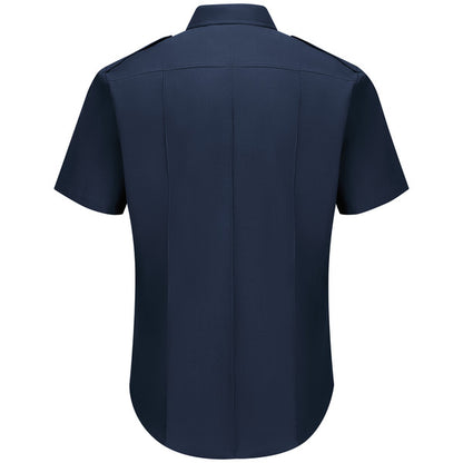 Workrite Men's Non-FR 100% Cotton Short Sleeve Fire Chief Shirt - Navy