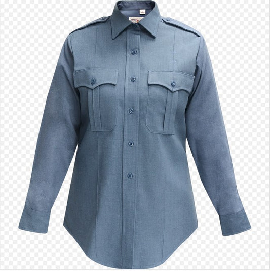 Flying Cross Long Sleeve Polyester Cotton Women's Shirt - Marine Blue