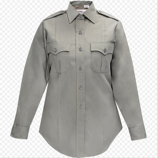 Flying Cross Long Sleeve Polyester Cotton Women's Shirt - Silver/Lt Grey