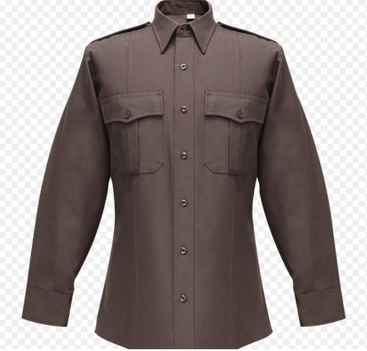 Flying Cross Command 100% Polyester Men's Long Sleeve Shirt w/Zipper - Brown