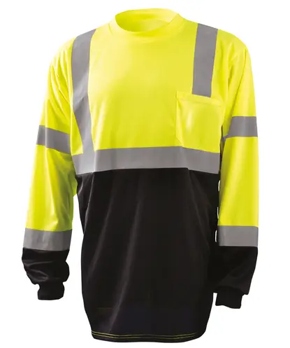 Occunomix Long Sleeve Black Bottom Wicking Birdseye T-Shirt W/Pocket