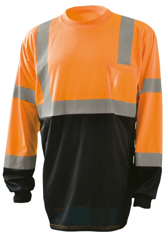 Occunomix Long Sleeve Black Bottom Wicking Birdseye T-Shirt W/Pocket