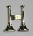 2 Parallel Bugles ELC Pair of Silver FD Collar Brass Captain 2 Parallel Bugles ...