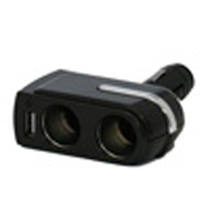 Two Port Cigarette Lighter Adapter with USB Port 