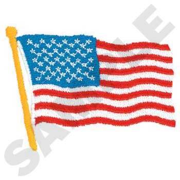 USA Flag Waving Embroidery