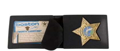 Boston Leather Billfold Style Badge Case with Suede Flap