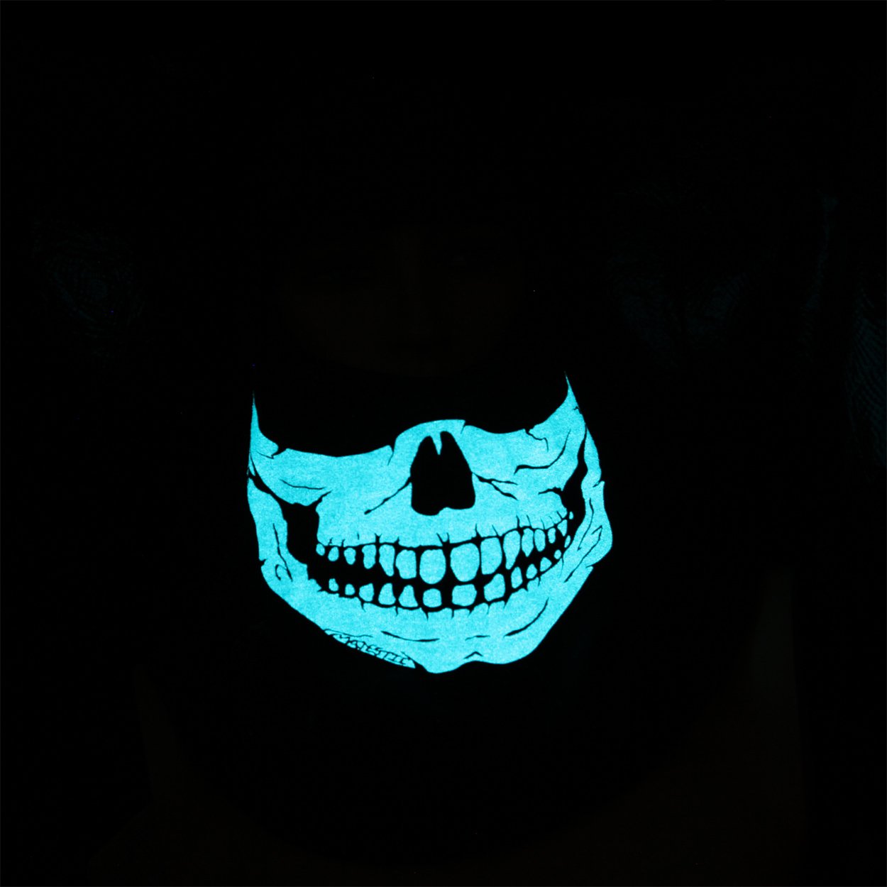 Majestic Apparel Fire Ink Glow In The Dark Blue Skull Hood