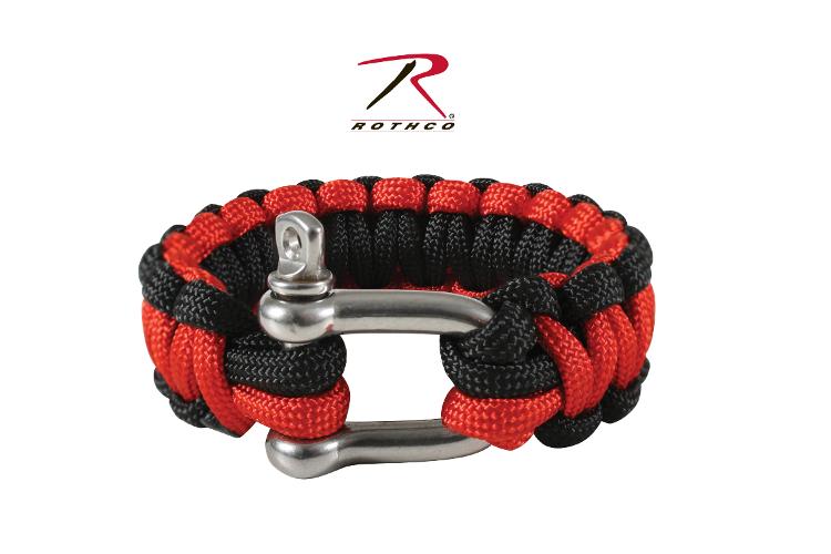 Rothco Thin Red Line Paracord Red Bracelet With D-Shackle - Emergency  Responder Products