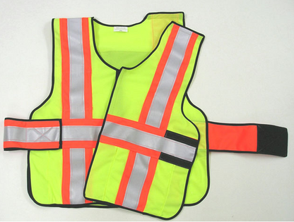 343 Fire V12-EP Economy High Contrast Vest 5-Point Break-Away Vest with 4" Striping & Title