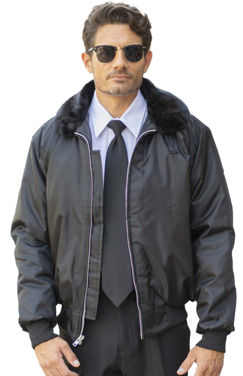 Mosaic Mink Bomber Jacket for Men in Dark Grey