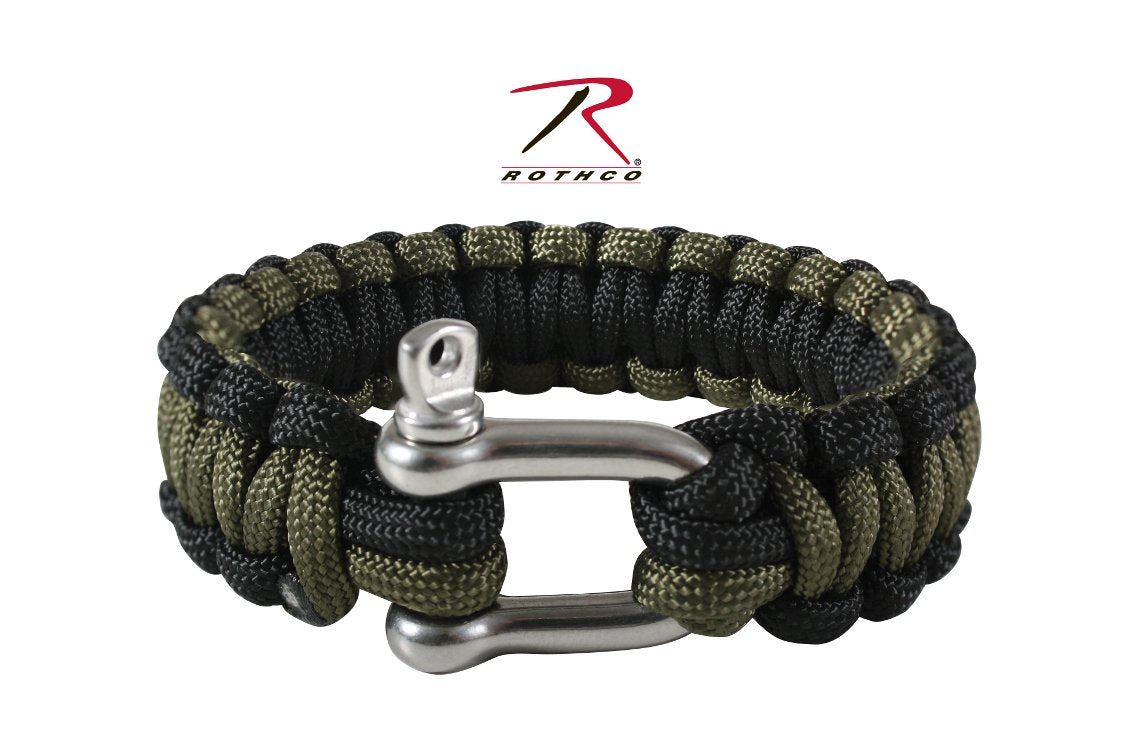 Rothco Paracord Olive/Black Bracelet With D-Shackle