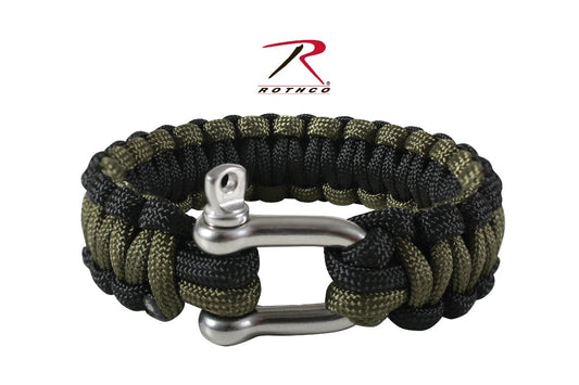 Rothco Paracord Olive/Black Bracelet With D-Shackle