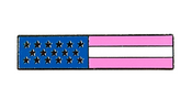 U.S. Flag Pink Line Lapel Pin, Enameled & Plated, 2 Clutch Backs