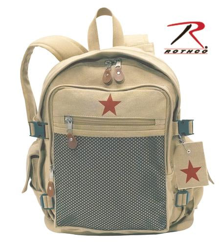 Rothco Deluxe Khaki Vintage Star Mesh Front Backpack