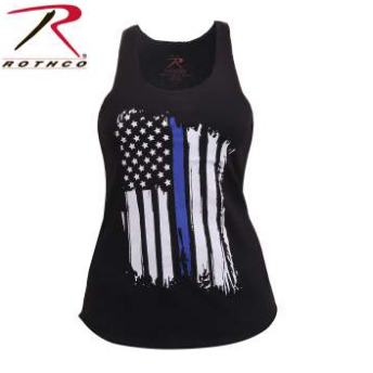 Women Thin Blue Line Flag Racerback Tank Top