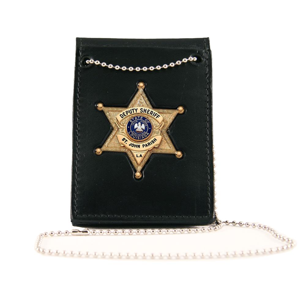Boston Leather Neck Chain ID and Badge Holder (Foldover Design)
