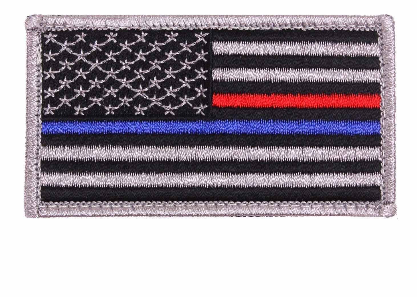 Thin Blue Red Line Police Firefighter USA Flag Patch Hook Back