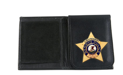 Boston Leather Book Style Badge Wallet with Flip-Out Badge Flap