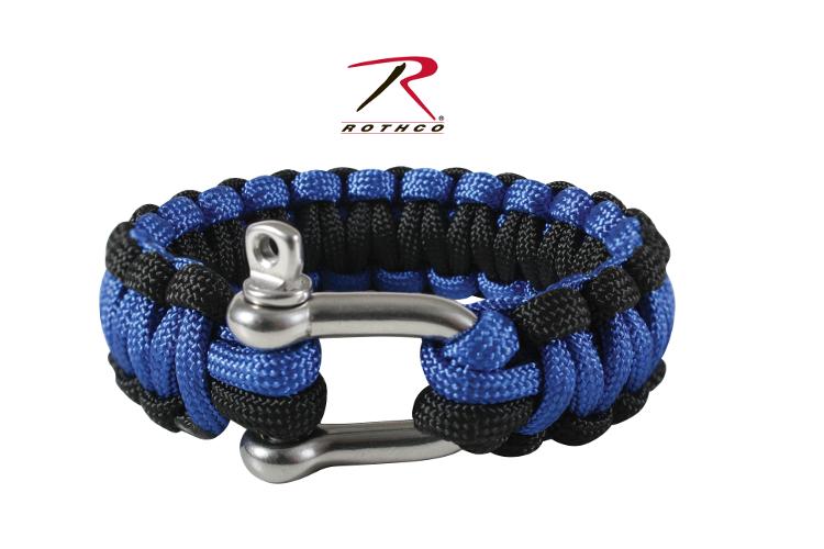 Rothco Paracord Bracelet with D-Shackle - Royal Blue/Black