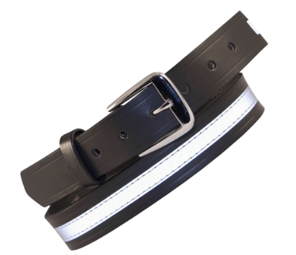 Boston Leather 1-1/4" Off Duty Leather Belt w/ Reflective Ribbon